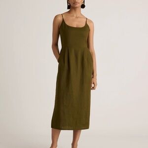 Quince Olive Slip Midi Dress